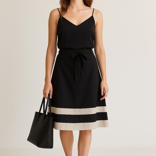 Black A-line skirt with beige stripes XXXL / 46 / 18·New with tags·Bhs