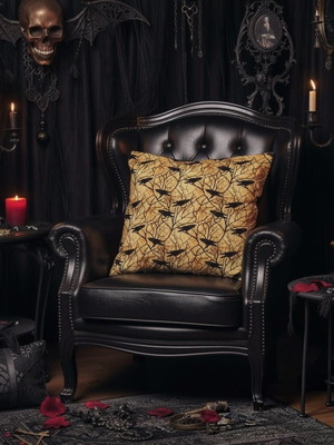 Goth Birds Pillow 35x35 Eco Text Fabric New