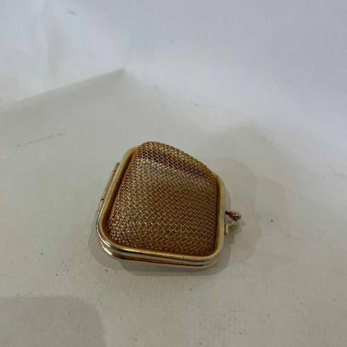 Vintage mini coin purse with gold metal mesh 7.5x8x3