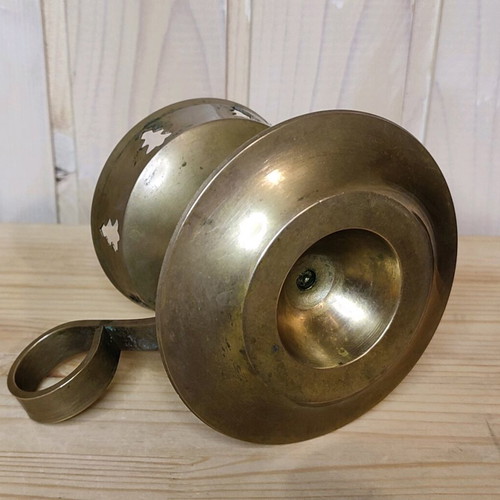Candle Holder Incense Burner vintage solid brass with hand-painted design