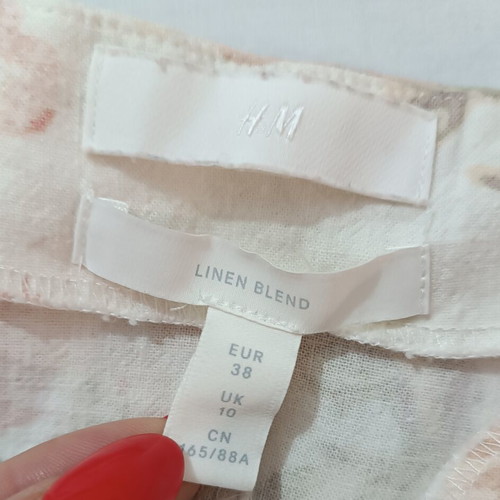 H&M floral linen blouse with puff sleeves, like new, size 38