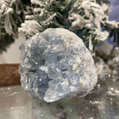 Natural Raw Celestine Drusy without Heat Treatment