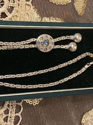 Silver 925 necklace used with semi-precious stones and gold detail