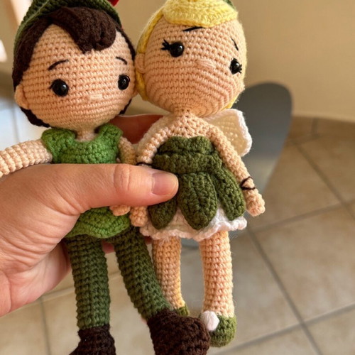 Peter Pan and Tinkerbell Amigurumi Crochet Dolls new