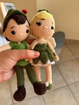 Peter Pan and Tinkerbell Amigurumi Crochet Dolls new