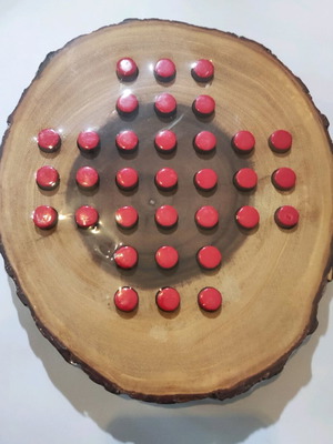 Wooden Peg Solitaire strategy game new on wood trunk board