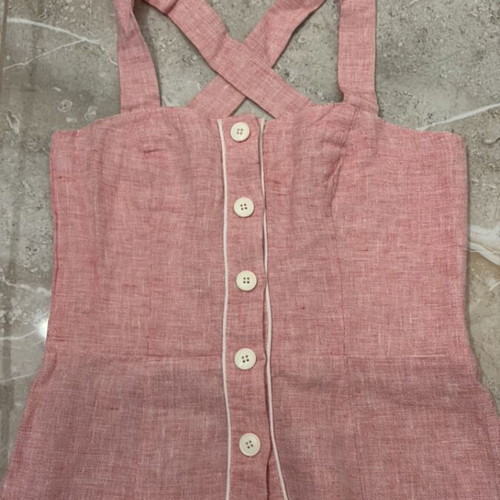 Anna Riska blouse with matching fabric belt, like new, XS pink
