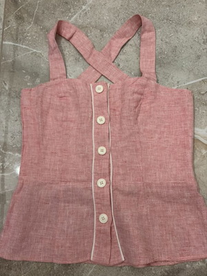 Anna Riska blouse with matching fabric belt, like new, XS pink