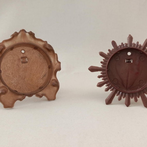 Plastic vintage table clocks used, set of 2, 1970s