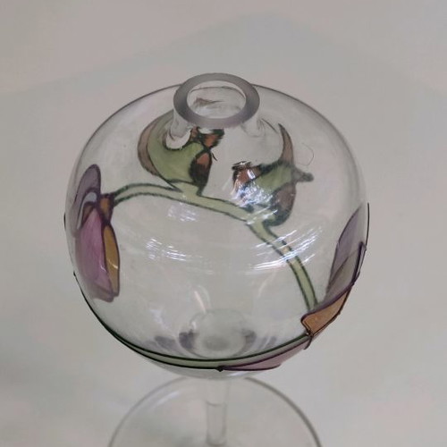 Glass lamp used with embossed vintage design