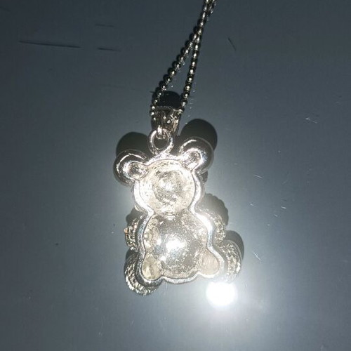 Necklace with teddy bear pendant like new, silver