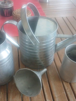 Galvanized pieces used, set of 4 for vintage decoration