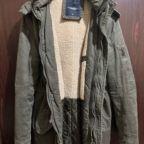 Men's parka jacket size medium khaki like new missing zipper
