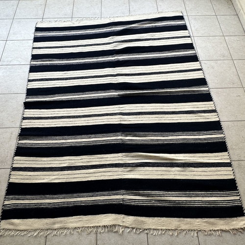 Vintage Handmade Wool Striped Rug 153x183cm used