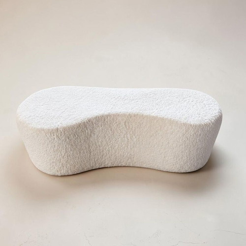 Teddy Bouclé Pouf Bench White 120x50x37cm New