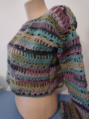 Summer short sweater new, colorful, crocheted