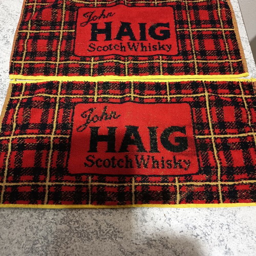 Vintage John Haig Scotch Whisky bartowels set of 2 like new