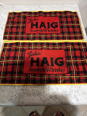 Vintage John Haig Scotch Whisky bartowels set of 2 like new