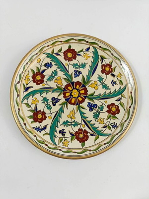 Decorative plate Zeus Greek pottery 1960s used, hand-painted