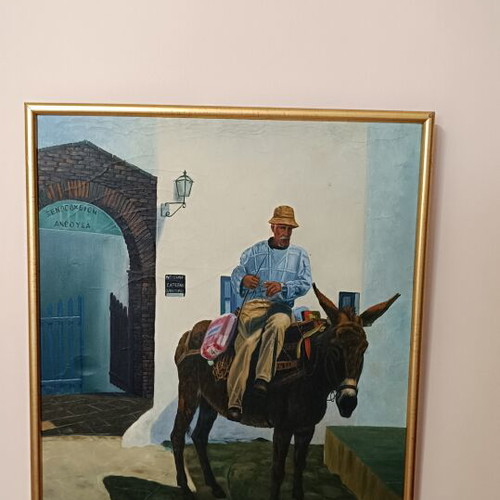Oil painting on canvas used with wooden gold frame