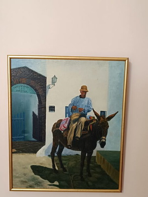 Oil painting on canvas used with wooden gold frame