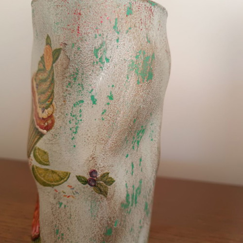 Handmade decorative vase with decoupage technique, like new
