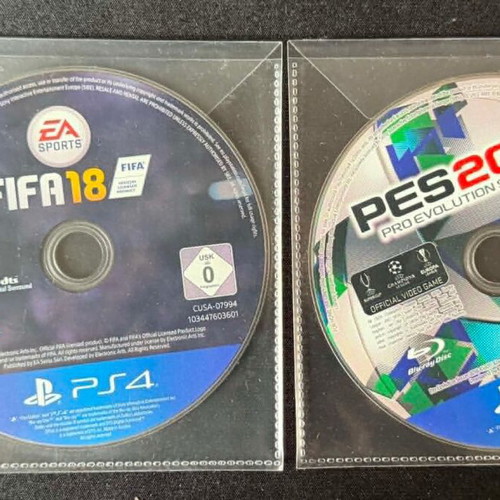 Fifa 18 and Pes 18 PS4 games used, as shown in images