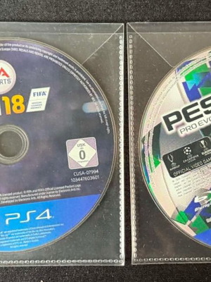 Fifa 18 and Pes 18 PS4 games used, as shown in images
