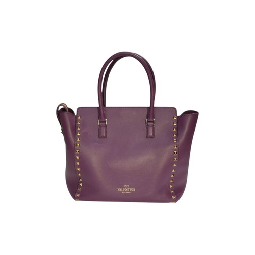 Valentino Garavani Rockstud Small Tote bag like new, plum purple leather