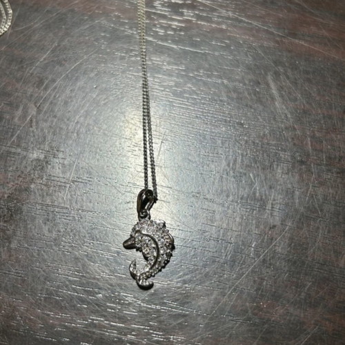 Dolphin Necklace like new, silver color