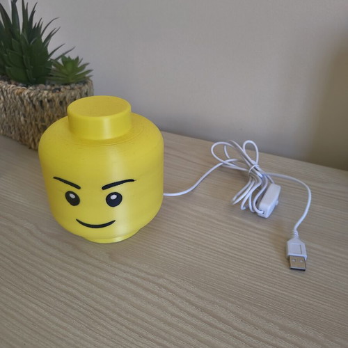 Lego head lamp used with USB and switch