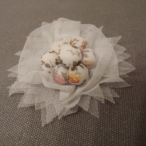 Handmade brooch with tulle