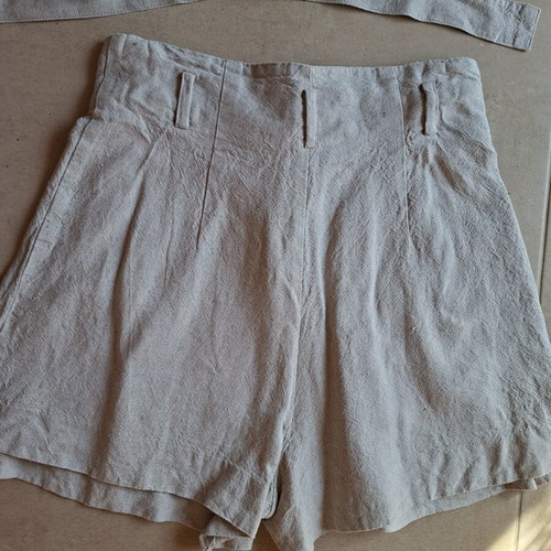 Zara high-waisted linen shorts with belt, used, beige, XS