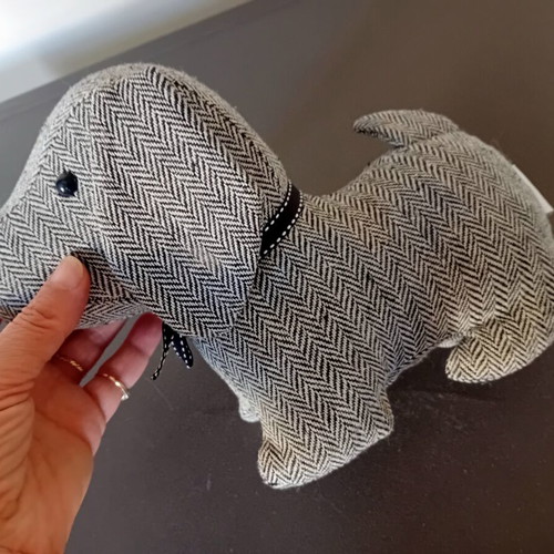 Door Stop Fabric Dog Design, Like New, Velvet Composition