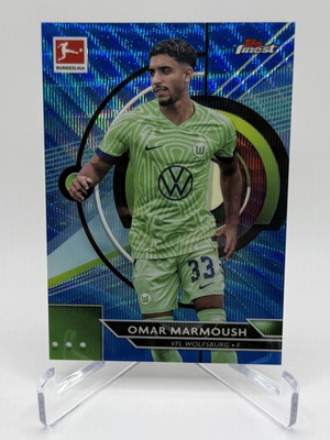 Omar Marmoush Rookie Blue Wave Refractor Card 42/150 2022-23 Topps Finest Bundesliga new
