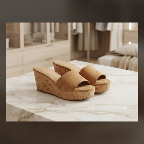 Platform slippers size 38 beige, used