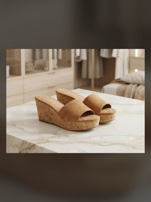 Platform slippers size 38 beige, used