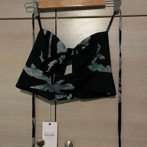 Ancient Kallos summer top new, black with green, small size