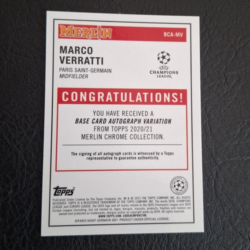 2020-21 Topps Merlin Marco Verratti autograph card