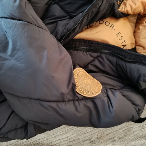 Funky Buddha Puffer jacket like new, women's small, black with gold interior