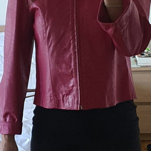Leather fuchsia jacket used, tailor made, size M