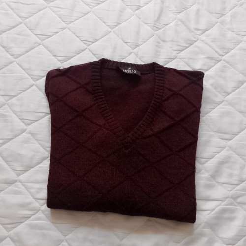 Men's sweater burgundy size L, like new, 50% merino wool 50% acrylic