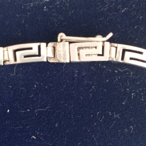 Silver vintage necklace ancient Greek style with meander shape 925