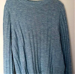Παστέλ μπλε πουλόβερ , μάλλινο άνετη γραμμή /oversize