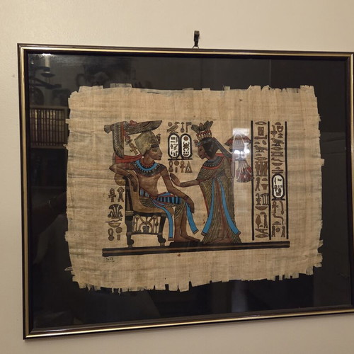 Papyrus with Egyptian deities like new, set of three