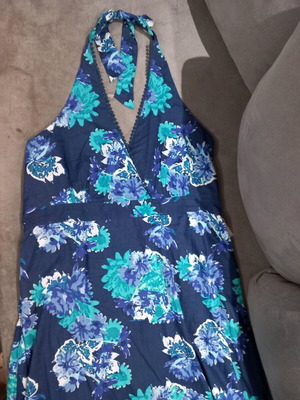 Halter Neck dress new in blue tones, size 50
