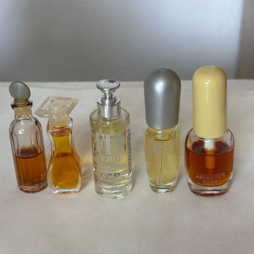 Vintage perfume set miniatures used, Giorgio Beverly Hills, Estée Lauder, Clinique