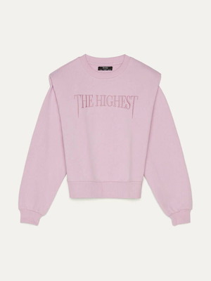 Bershka Μπλούζα φούτερ καινούργιο medium μωβ με έντονους ώμους και βάτες