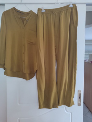 Zara πουκάμισο medium και παντελόνι large σε άριστη κατάσταση, μπεζ και καφέ