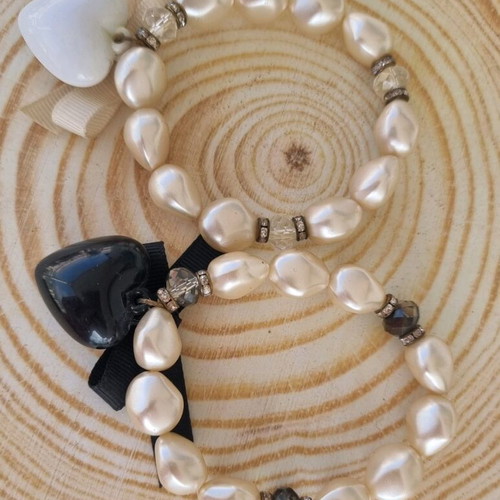 Set of 2 pearl bracelets new, white
